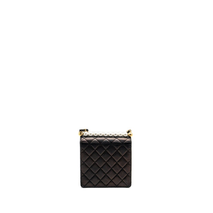 Chanel Vertical Pearl flap bag goatskin black GHW