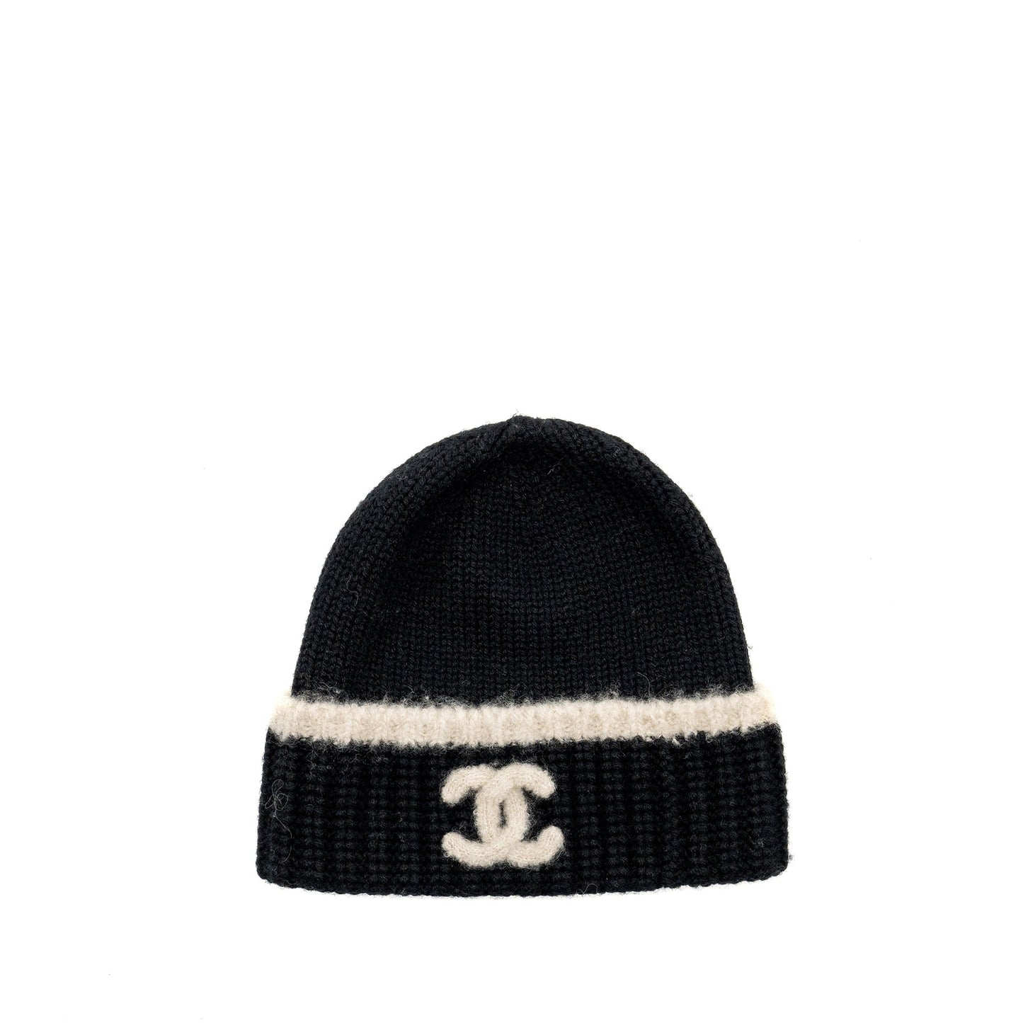 Chanel beanie hat wool/cashmere black / white
