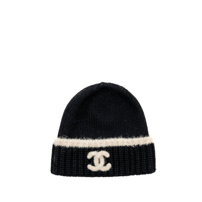 Chanel beanie hat wool/cashmere black / white