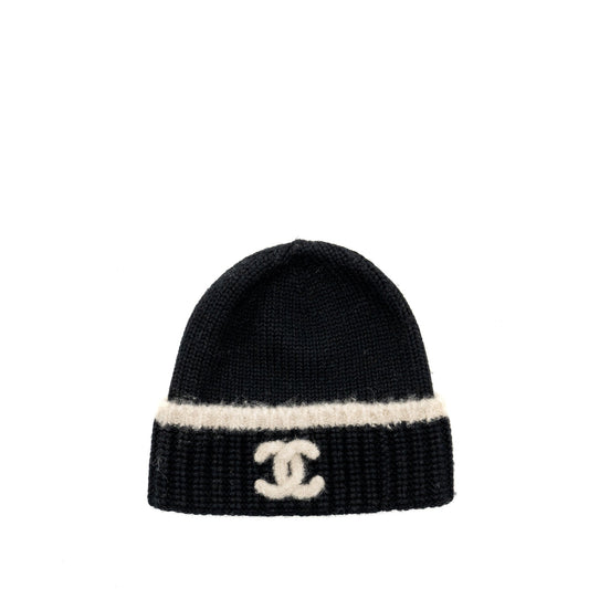 Chanel beanie hat wool/cashmere black / white