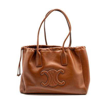Celine Large Cabas Drawstring Cuirass Triomphe Smooth Calfskin Tan