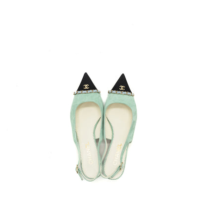 Chanel size 39 23P slingbacks suede /calfskin light blue / black LGHW