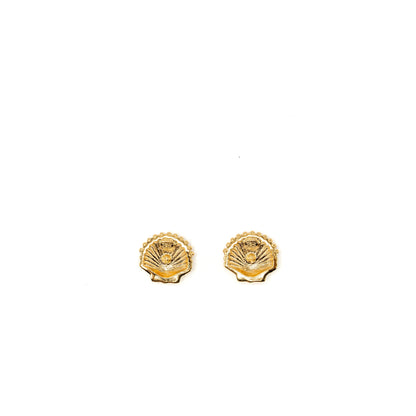 Chanel cc logo shell earrings multicolour crystal gold tone