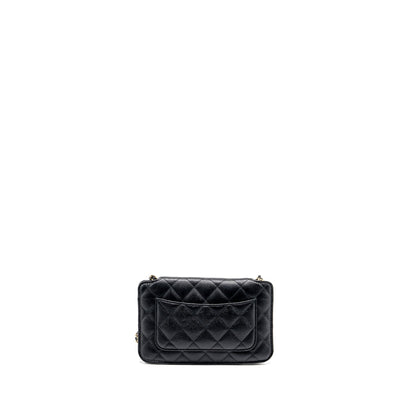 Chanel Chain Wallet /Foldable Shopping Tote Caviar/Jersey Fabric Black/Multicolour LGHW