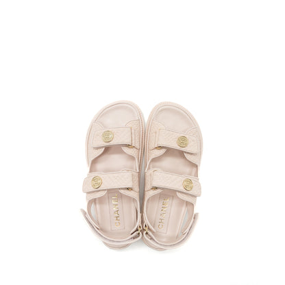 Chanel Size 37.5 Dad Sandals Medallion Light Pink GHW