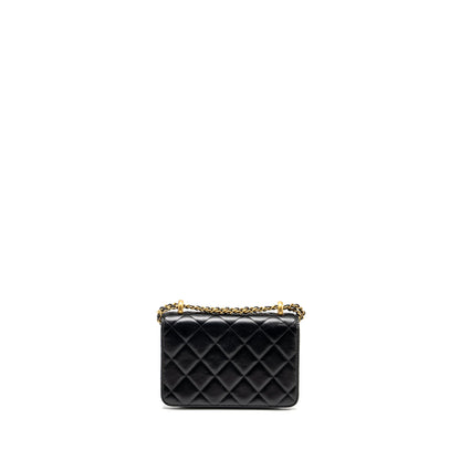 Chanel gold crush mini flap bag calfskin black GHW (microchip)