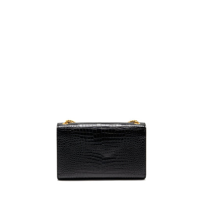 Saint Laurent/YSL Medium Kate Tassel Bag Croc-Embossed Calfskin Black GHW
