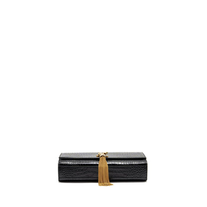 Saint Laurent/YSL Medium Kate Tassel Bag Croc-Embossed Calfskin Black GHW