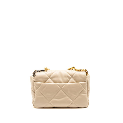 Chanel Small 19 Bag Shiny Goatskin Light Beige Multicolour Hardware
