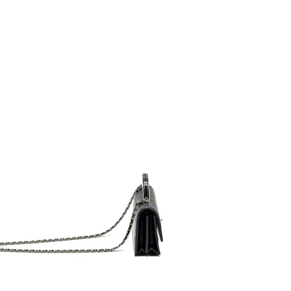Chanel Top Handle Mini Wallet On Chain Flap Bag Lambskin Black SHW (Microchip)