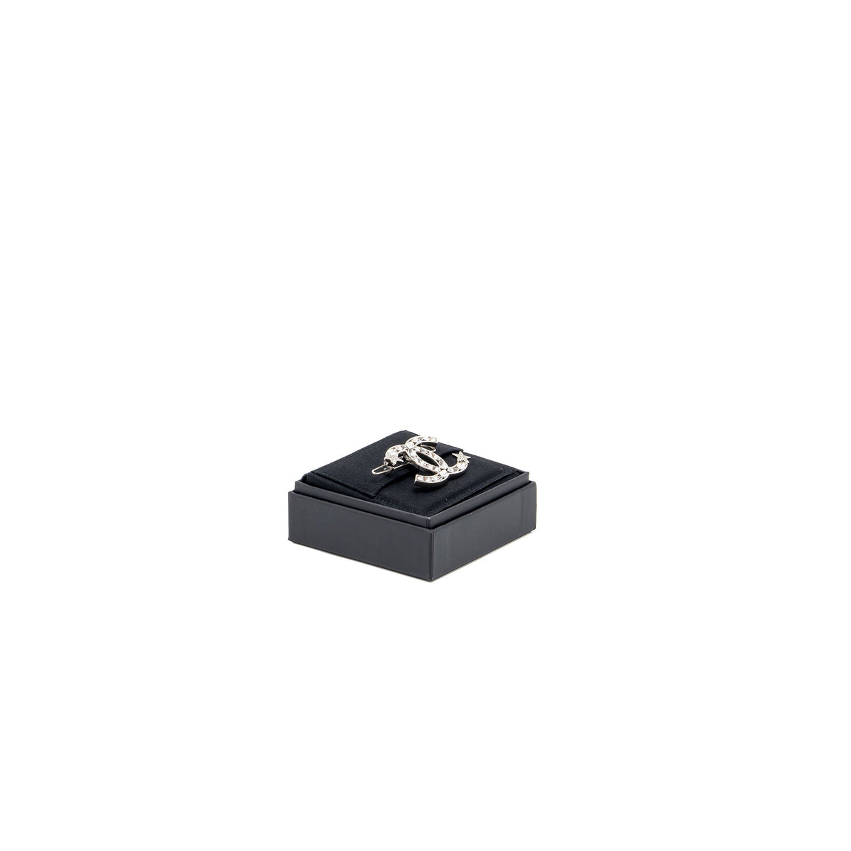 Chanel Giant CC logo hair clip with crystal silver tone