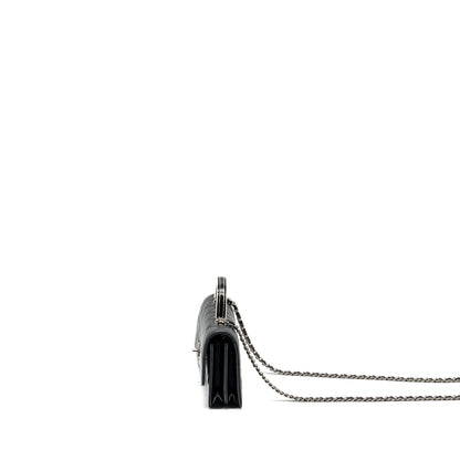 Chanel Top Handle Mini Wallet On Chain Flap Bag Lambskin Black SHW (Microchip)