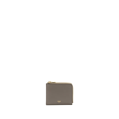 Celine Zipped Purse with removable card holder calfskin / lambskin grey / light blue GHW