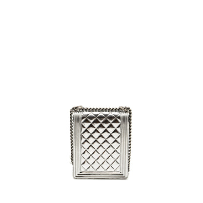 Chanel Boy North South Flap Bag Patent /goatskin Silver Ruthenium Hardware
