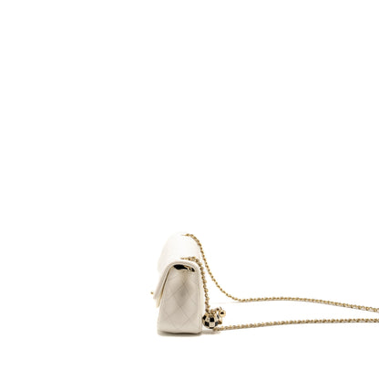 Chanel 23C Pearl Crush Mini Rectangular Flap Bag Lambskin White LGHW (Microchip)