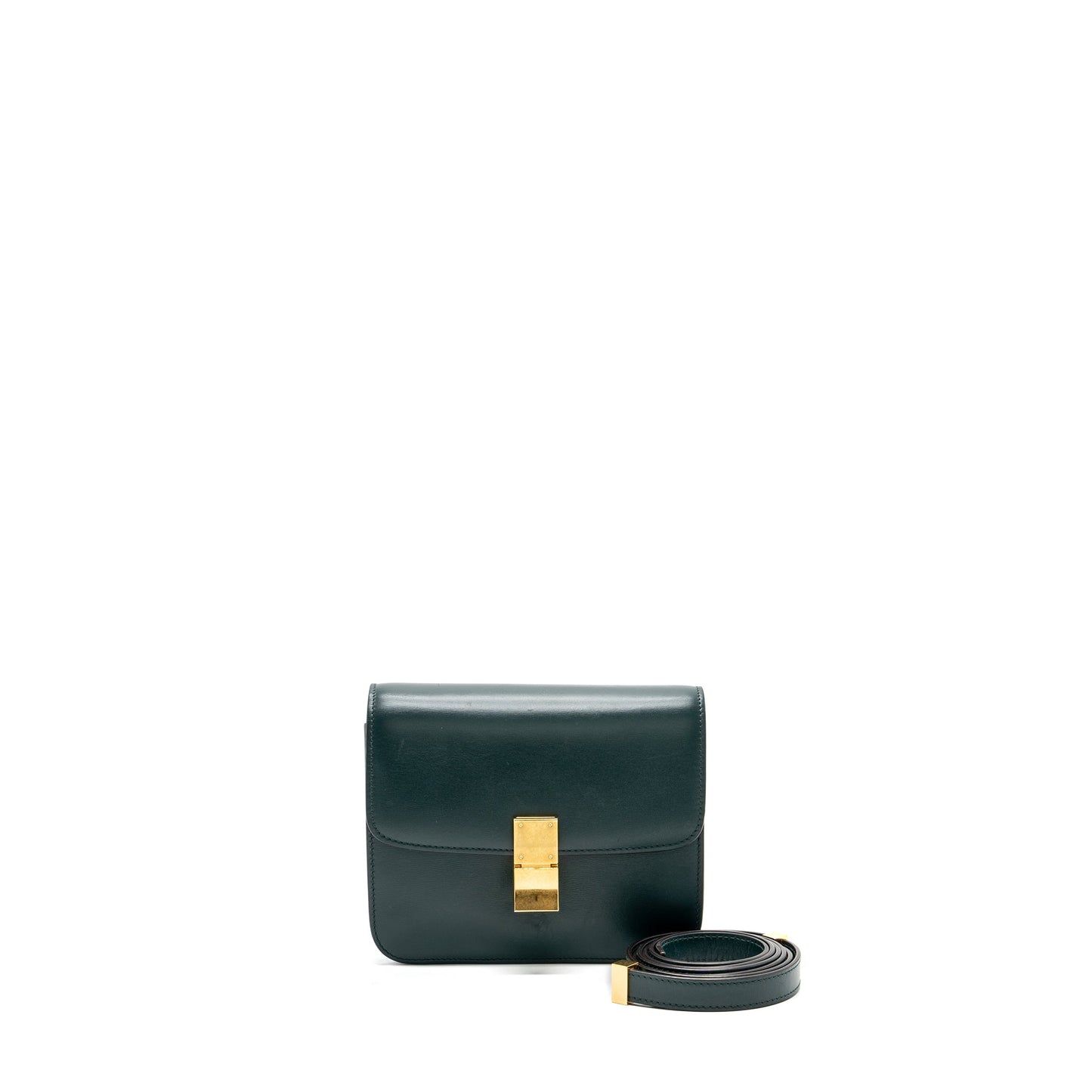 Celine Teen classic box bag calfskin dark green GHW