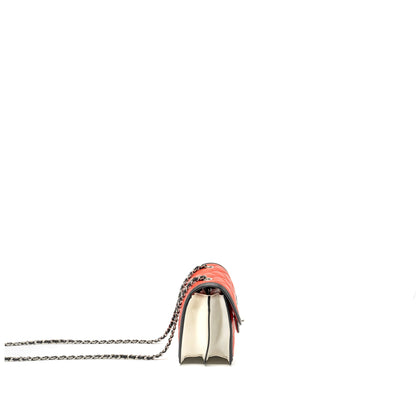 Chanel Tricolor Mini Graphic Flap Bag Lambskin Red/Black/White SHW