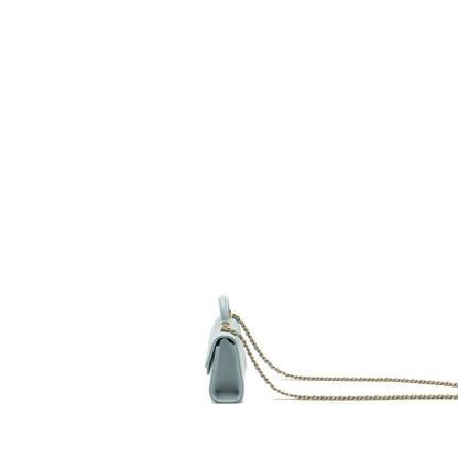 Chanel Top Handle Mini Flap Bag Lambskin Light BLUE LGHW