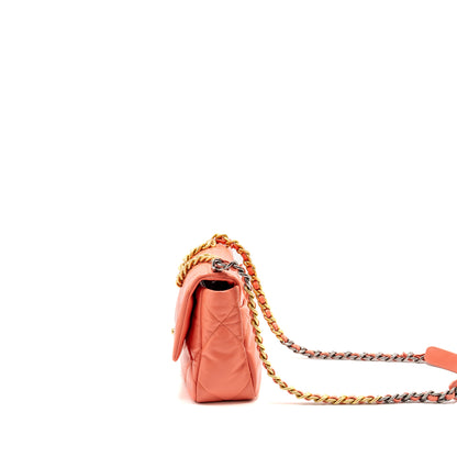 Chanel Small 19 Bag Shiny Goatskin Coral Multicolour Hardware