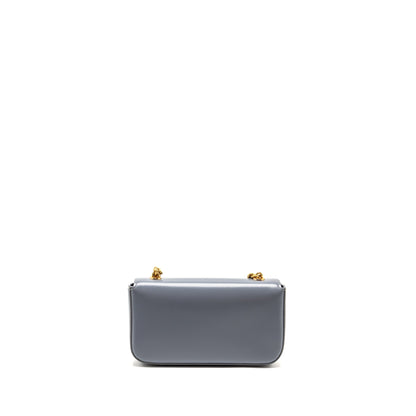Celine Chain Shoulder Bag Claude Shiny Calfskin Blue Grey GHW