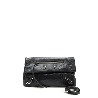 Balenciaga City Fold Clutch/ Shoulder Bag Dark Grey SHW