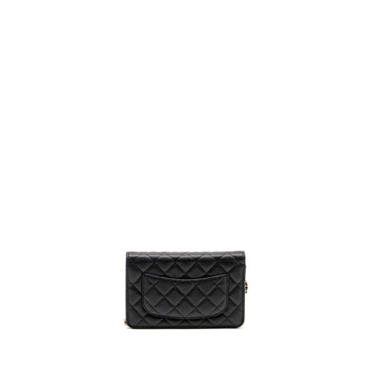 Chanel Detailed CC Logo Wallet on Chain Caviar Black LGHW (Microchip)