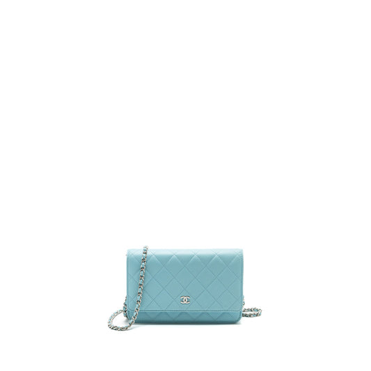 Chanel Classic Wallet On Chain Lambskin Light Blue SHW