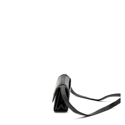 Balenciaga Gossip shoulder bag croc-embossed calfskin black GHW