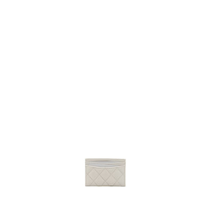 Chanel Classic Card Holder Caviar White LGHW (Microchip)