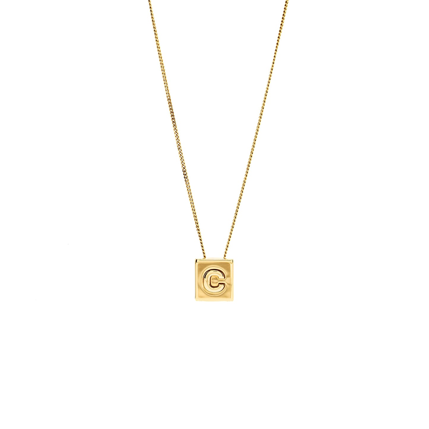 Celine Alphabet C Necklace In Brass Gold Tone
