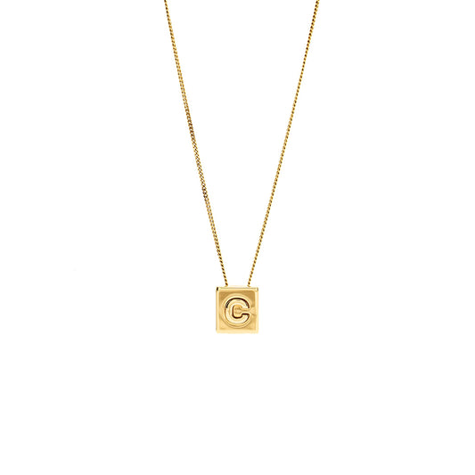 Celine Alphabet C Necklace In Brass Gold Tone