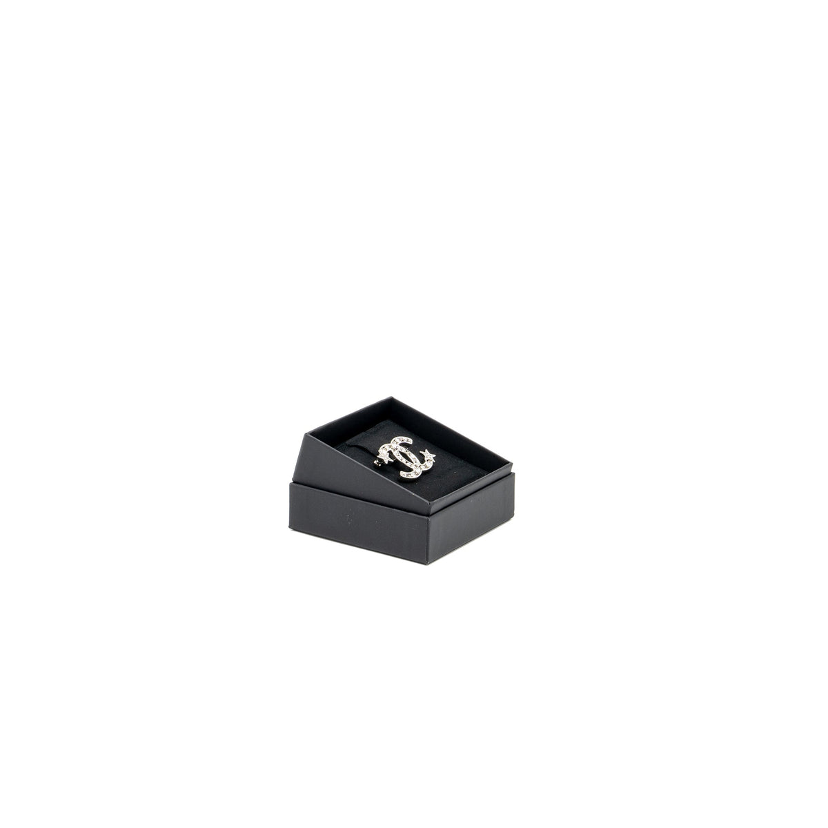 Chanel cc logo star brooch with crystal Silver Tone