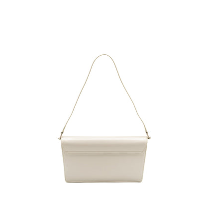 Celine Trapeze Triomphe Shoulder Bag Shiny Calfskin White SHW