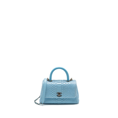 Chanel Small Coco Handle Python Light Blue Ruthenium Hardware