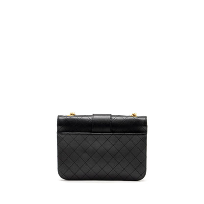 Chanel Graphic Chic Front Chain Quilted Flap Bag Sheepskin Black GHW