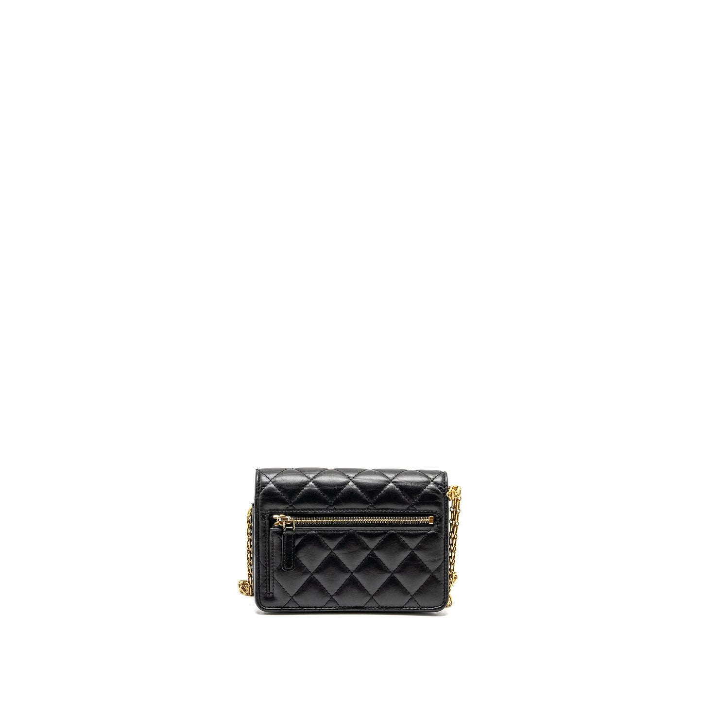 CHANEL Mini 2.55 Reissue Wallet On Chain Aged Calfskin Black GHW (Microchip)