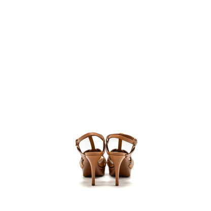 Saint Laurent size 36 tribute platform sandals calfskin brown