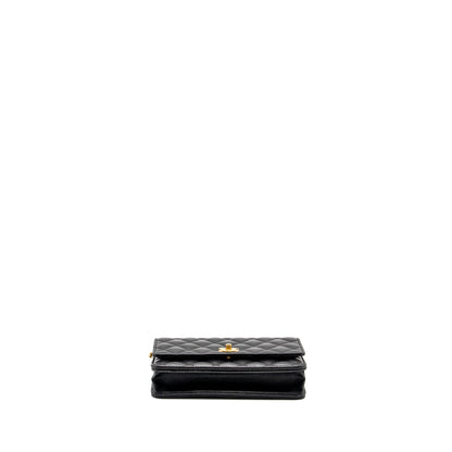 Chanel Pearl Crush Wallet on Chain Lambskin Black GHW (Microchip)