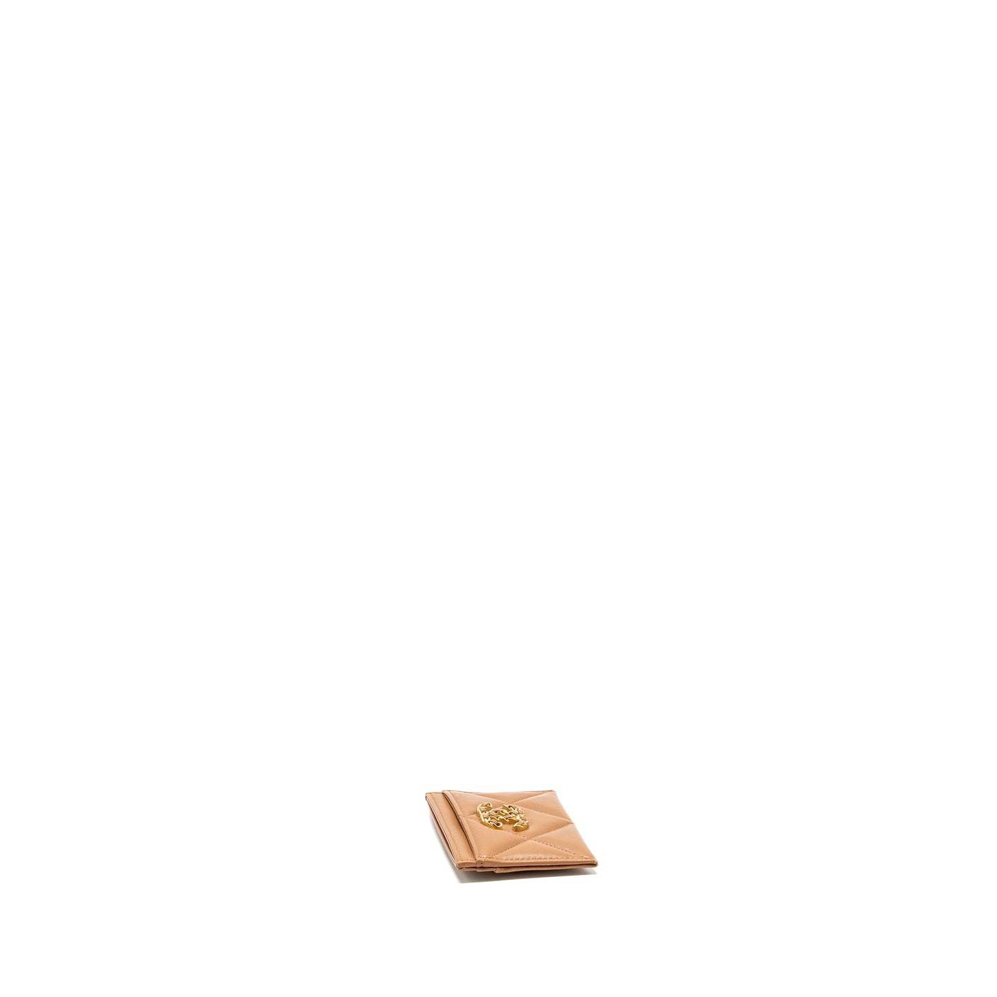 Chanel 19 Card Holder Lambskin Caramel GHW (Microchip)