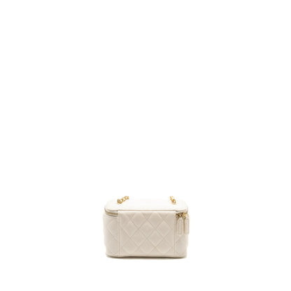Chanel Pearl Crush Long Vanity Case Lambskin White GHW (Microchip)
