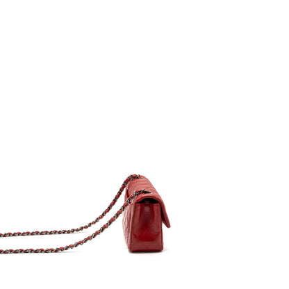 Chanel Classic Mini Rectangular Flap Bag Lambskin Red Ruthenium Hardware