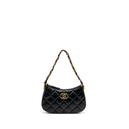 Chanel 23k 19 Hobo Shoulder Bag Calfskin Black GHW (microchip)