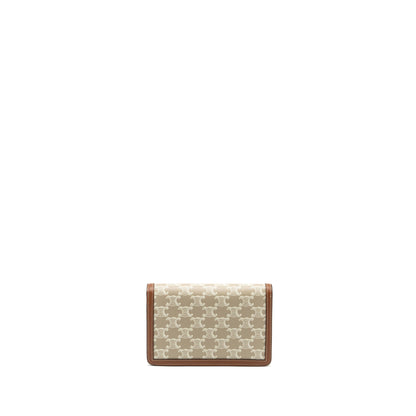 Celine MARGO wallet on chain Triomphe canvas / calfskin Grege GHW