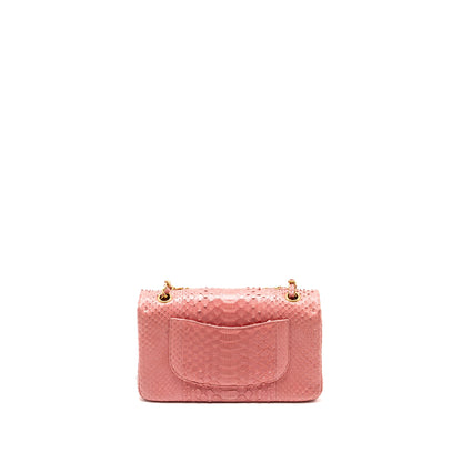 Chanel Medium Flap Bag with Detailed Charms Python Pink GHW