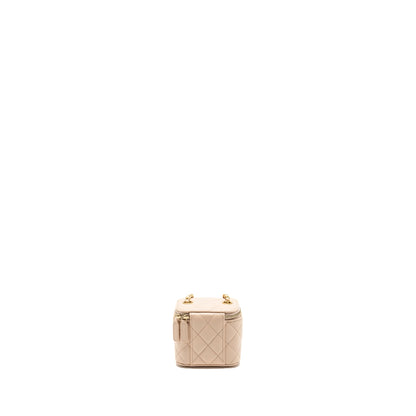 Chanel Pearl Crush Mini Vanity with Chain Lambskin Light Beige GHW