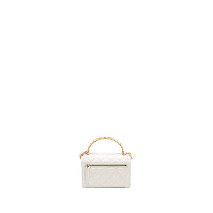 Chanel 23p rainbow letter handle mini wallet on chain calfskin white GHW (microchip)