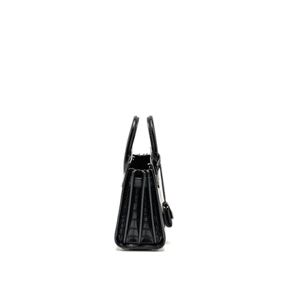 Saint Laurent/YSL Nano Sac de Jour Croc-Embossed Calfskin Black GHW