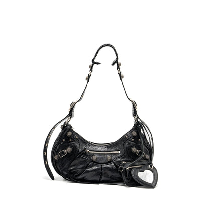 Balenciaga Le Cargole Small Shoulder Bag Lambskin Black SHW