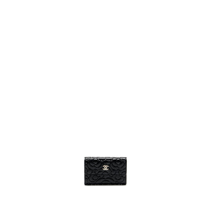 Chanel Camellia Embossed Card Holder Caviar Black SHW