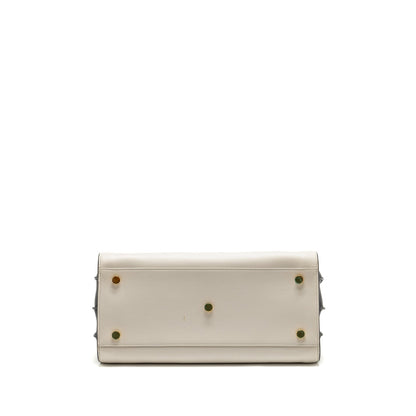 Saint Laurent /YSL Small Sac de Jour Tote Bag Calfskin White / Black GHW